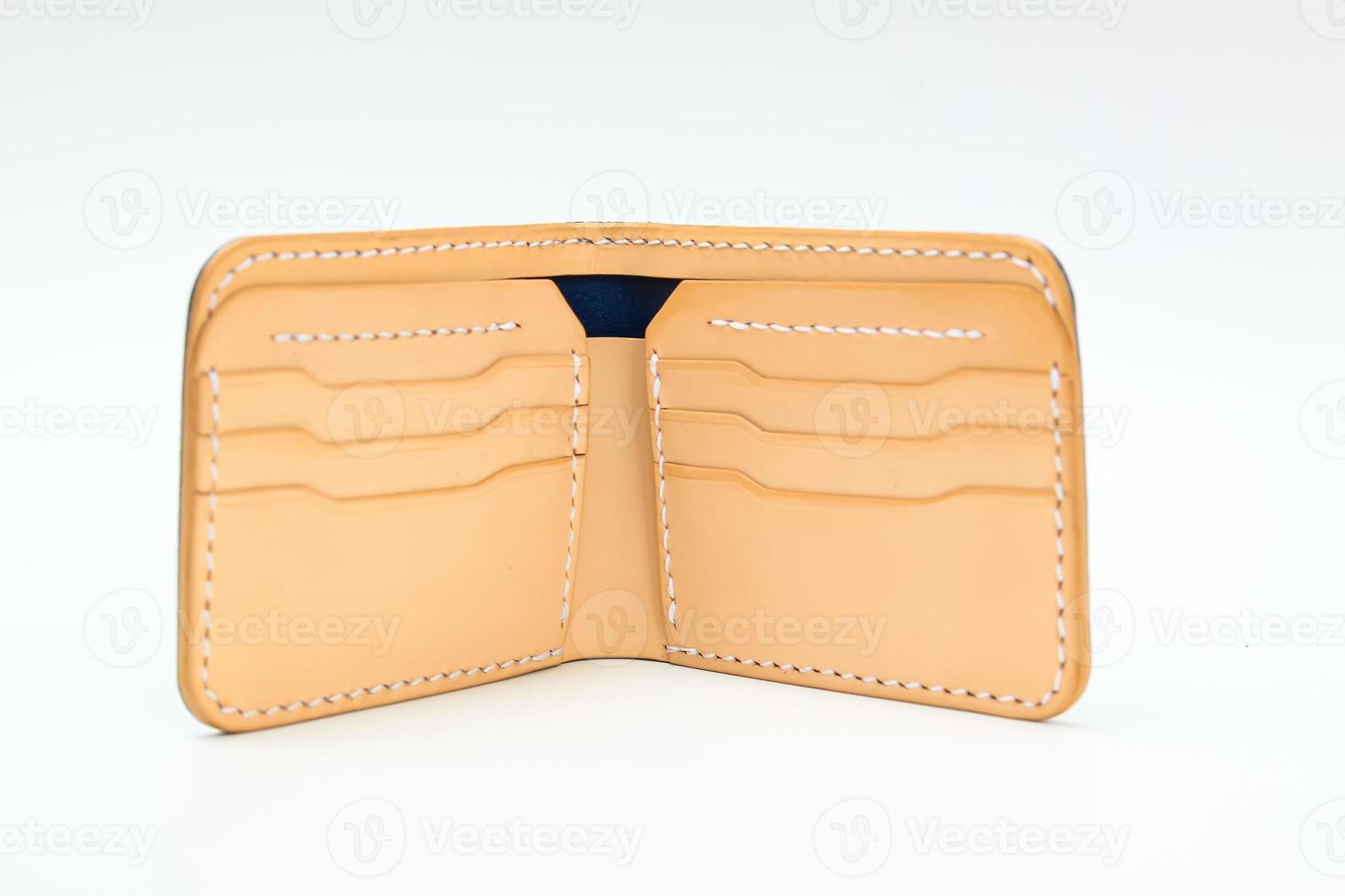 Blue natural leather wallet photo