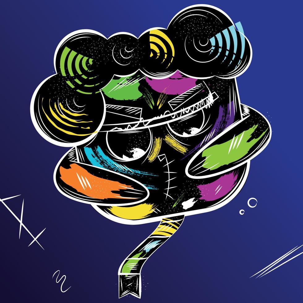 Colored abstract retro person grafitti concept Vector illustration