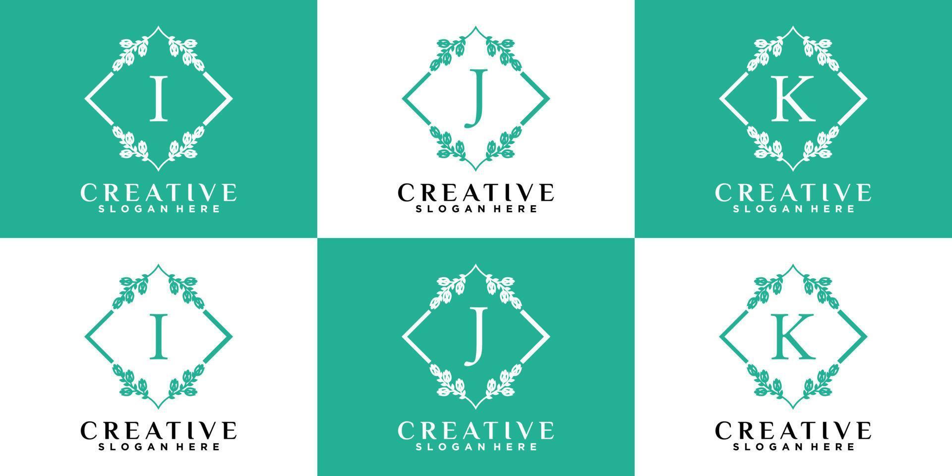 Monogram logo design initial latter IJK with style and creative concept vector