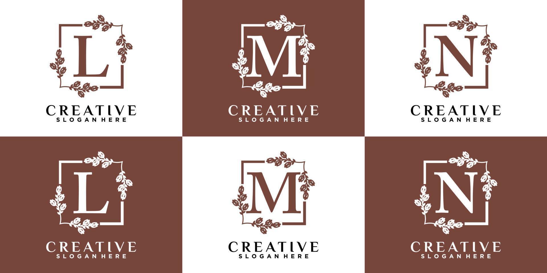 Monogram logo design initial latter LMN with style and creative concept vector