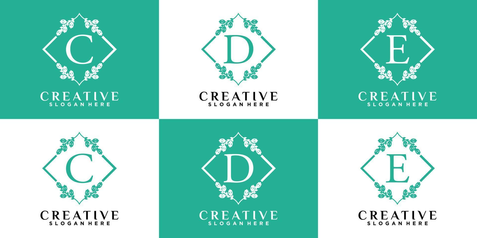 Monogram logo design initial latter CDE with style and creative concept vector