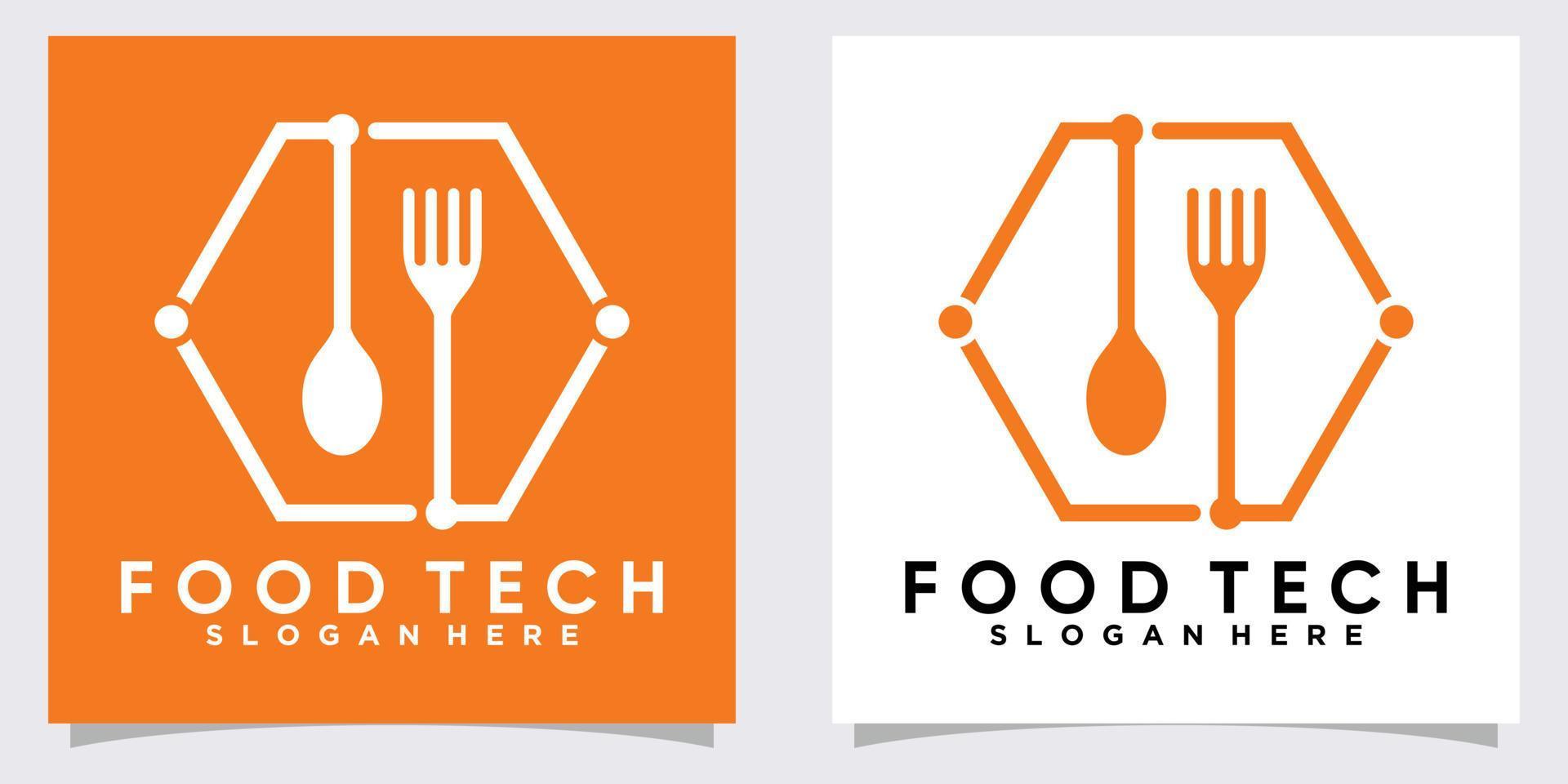 food tech logo design with style and creative concept vector