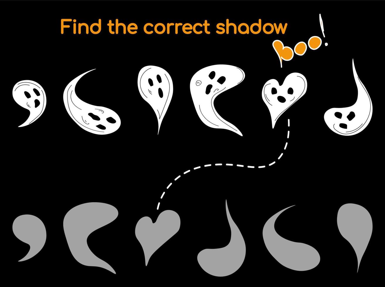 Find the correct shadow kids game vector illustration
