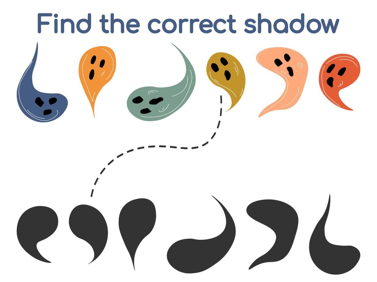 Find the correct shadow kids game vector illustration