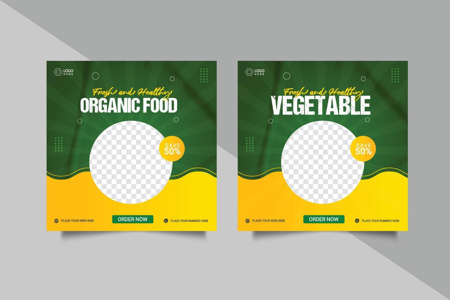 Organic food social media banner template vector