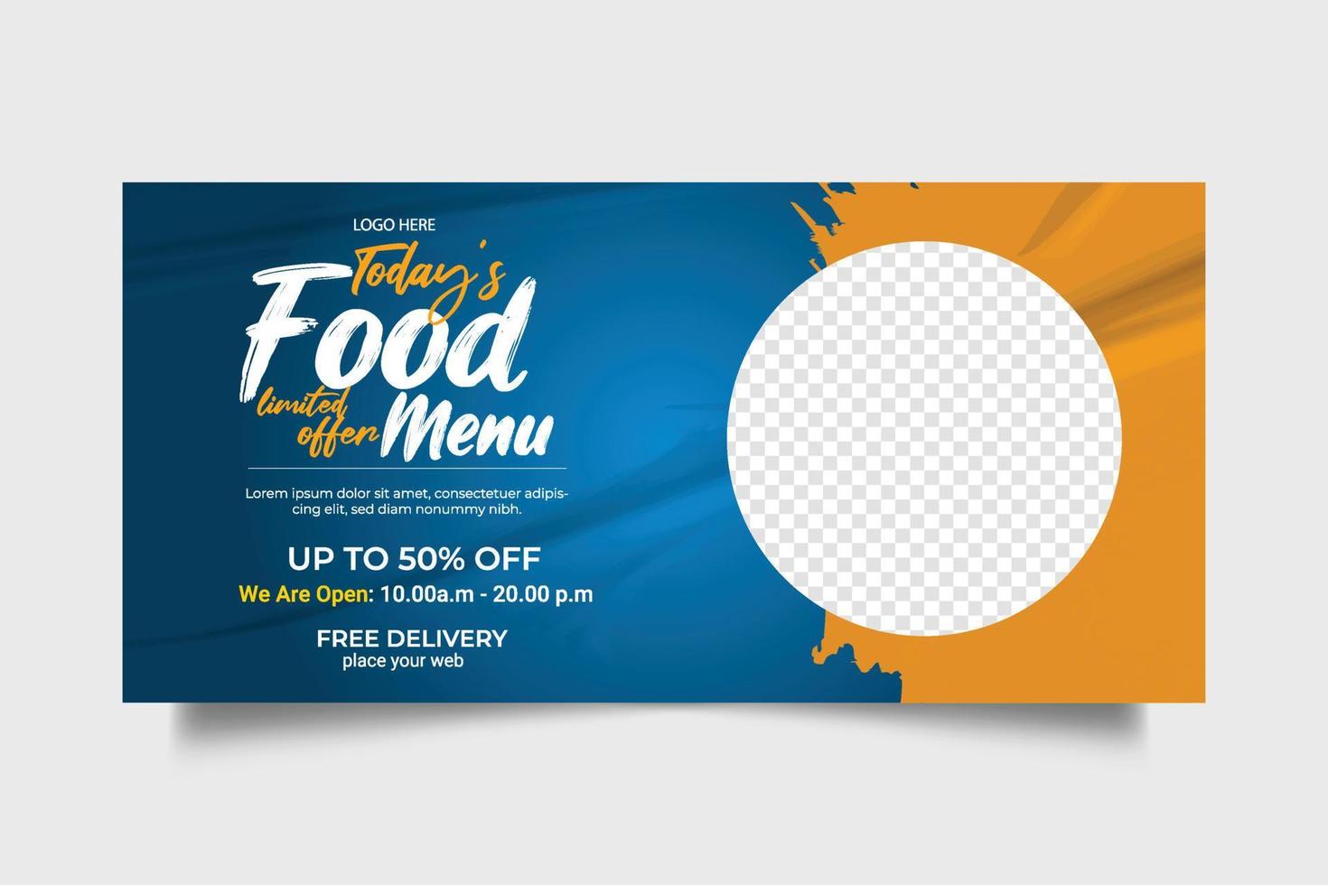 Food social media promotion and web banner post design template vector