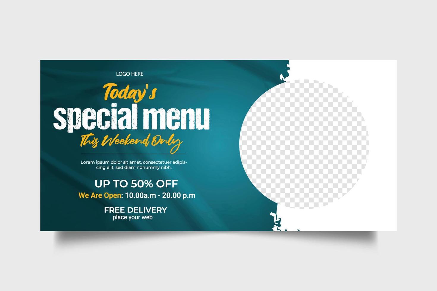Food social media promotion and web banner post design template vector