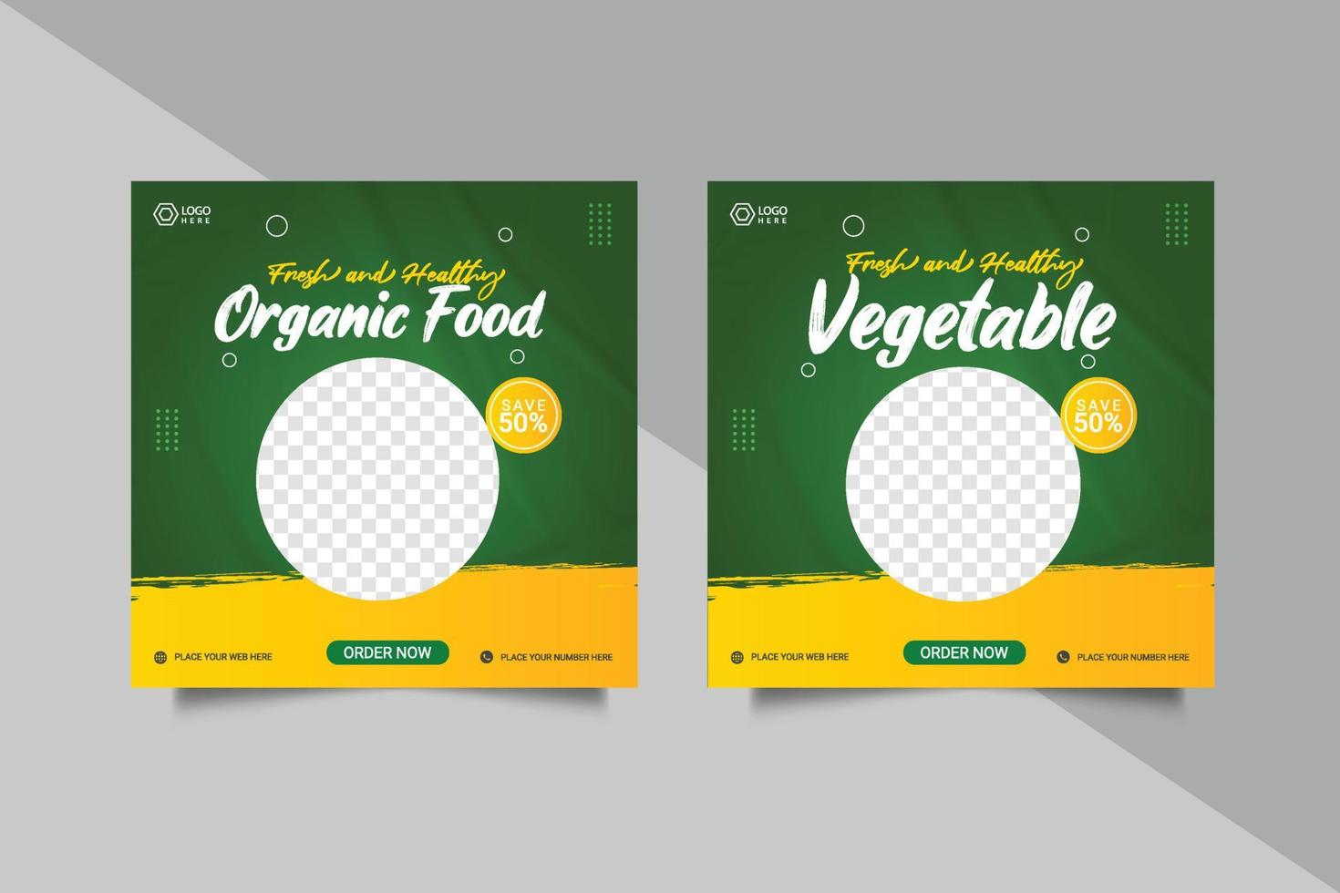 Organic food social media banner template vector