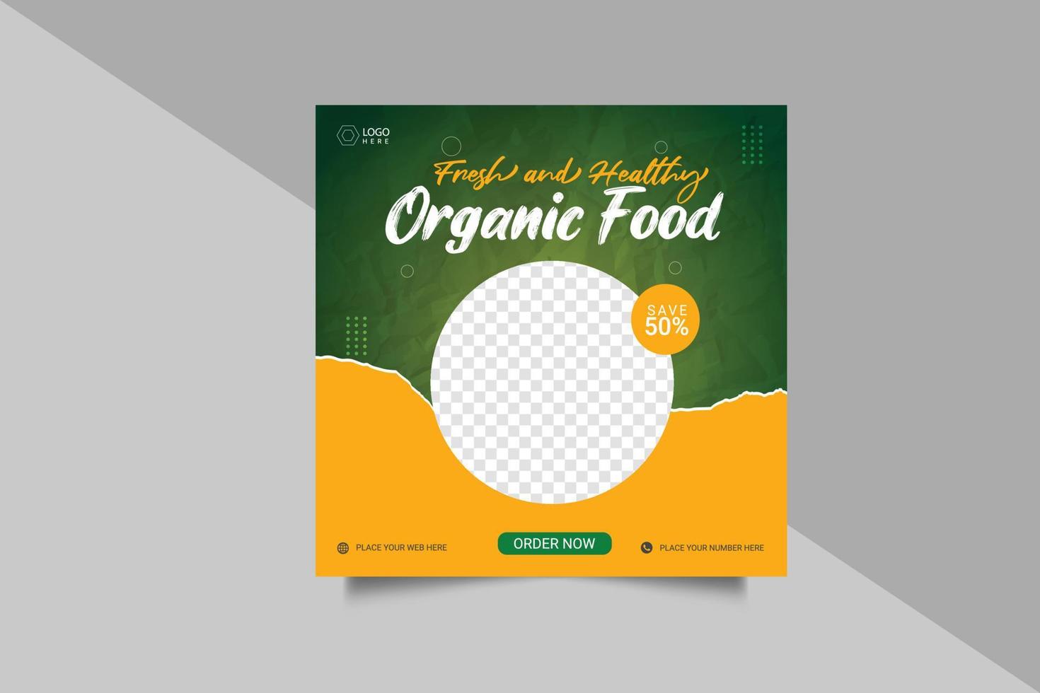 Organic food social media banner template vector
