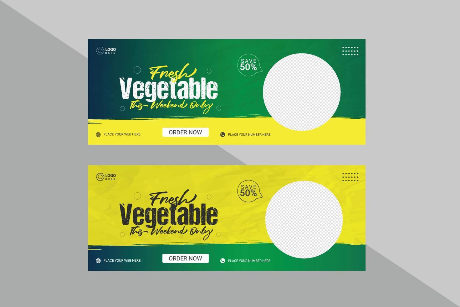 Organic food social media cover banner template vector