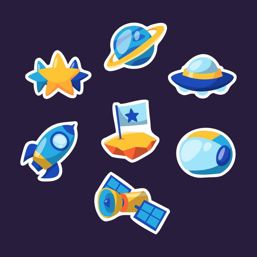 Cartoon Space Sticker Set vector