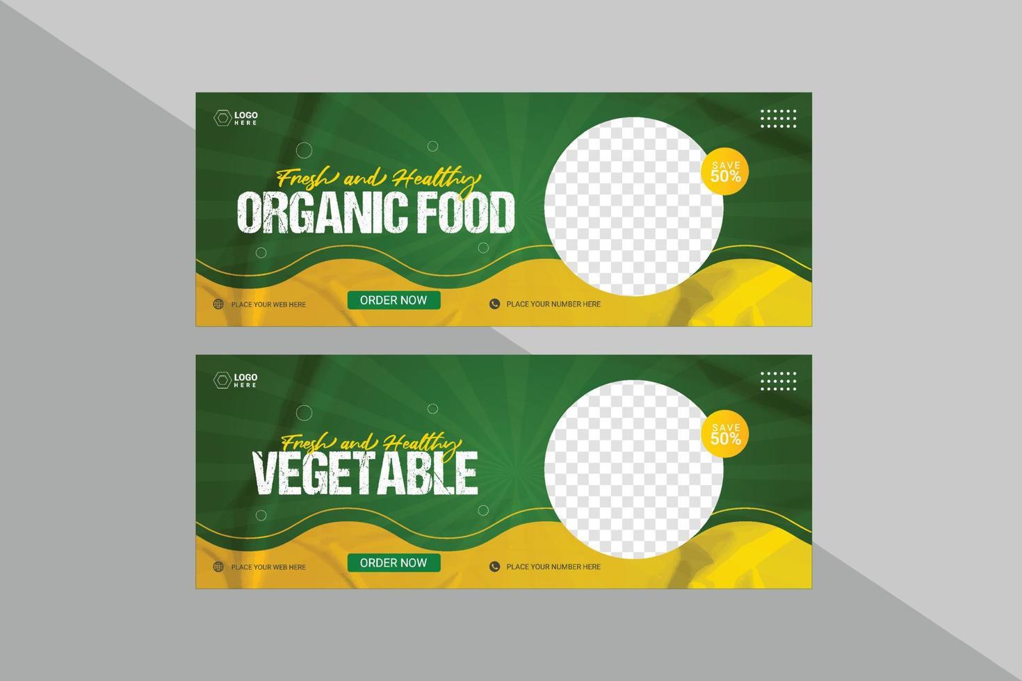 Organic food social media cover banner template vector