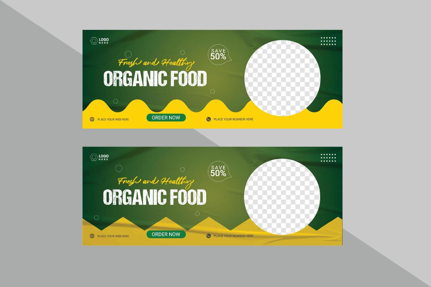 Organic food social media cover banner template vector