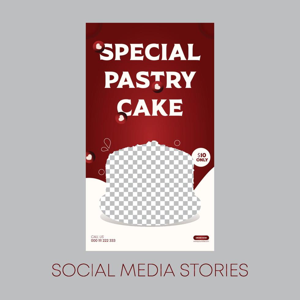 Cake menu social media story banner design template vector