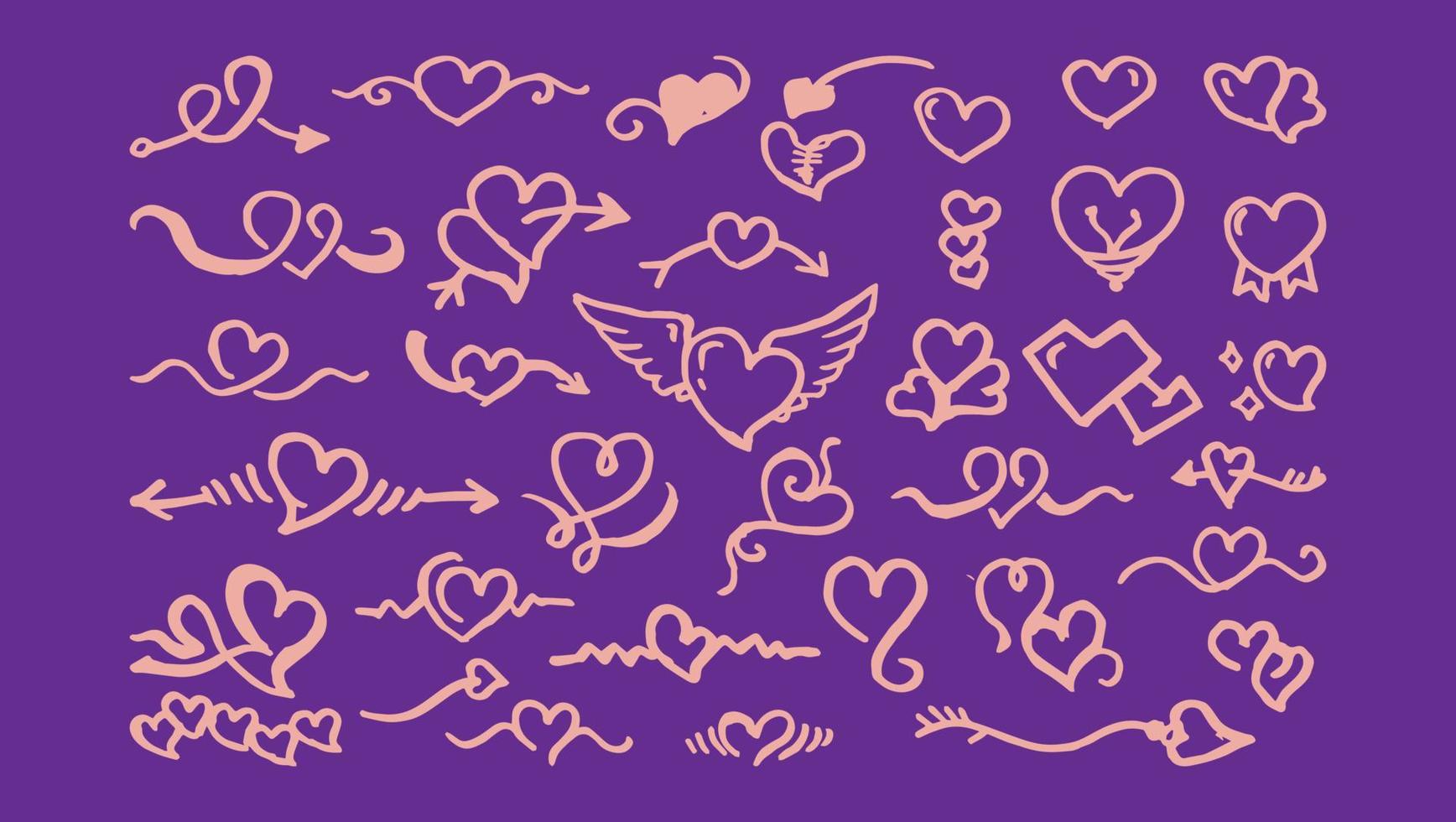 Cute doodle love vector collection Set