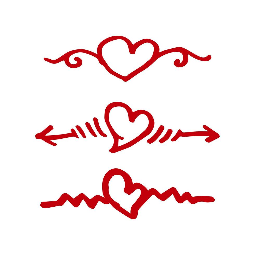 Hand Drawn Doodle Love Swirls arrows decor Element vector
