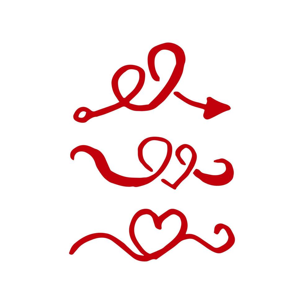 Hand Drawn Doodle Love Swirls arrows decor Element vector