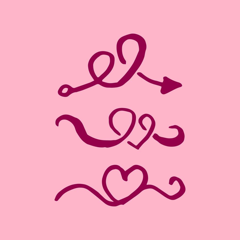 Hand Drawn Doodle Love Swirls arrows decor Element vector