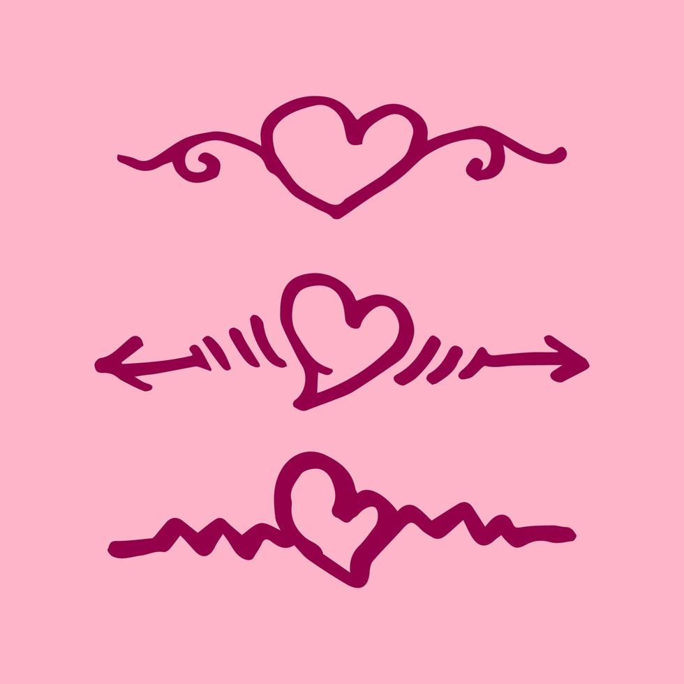 Hand Drawn Doodle Love Swirls arrows decor Element vector