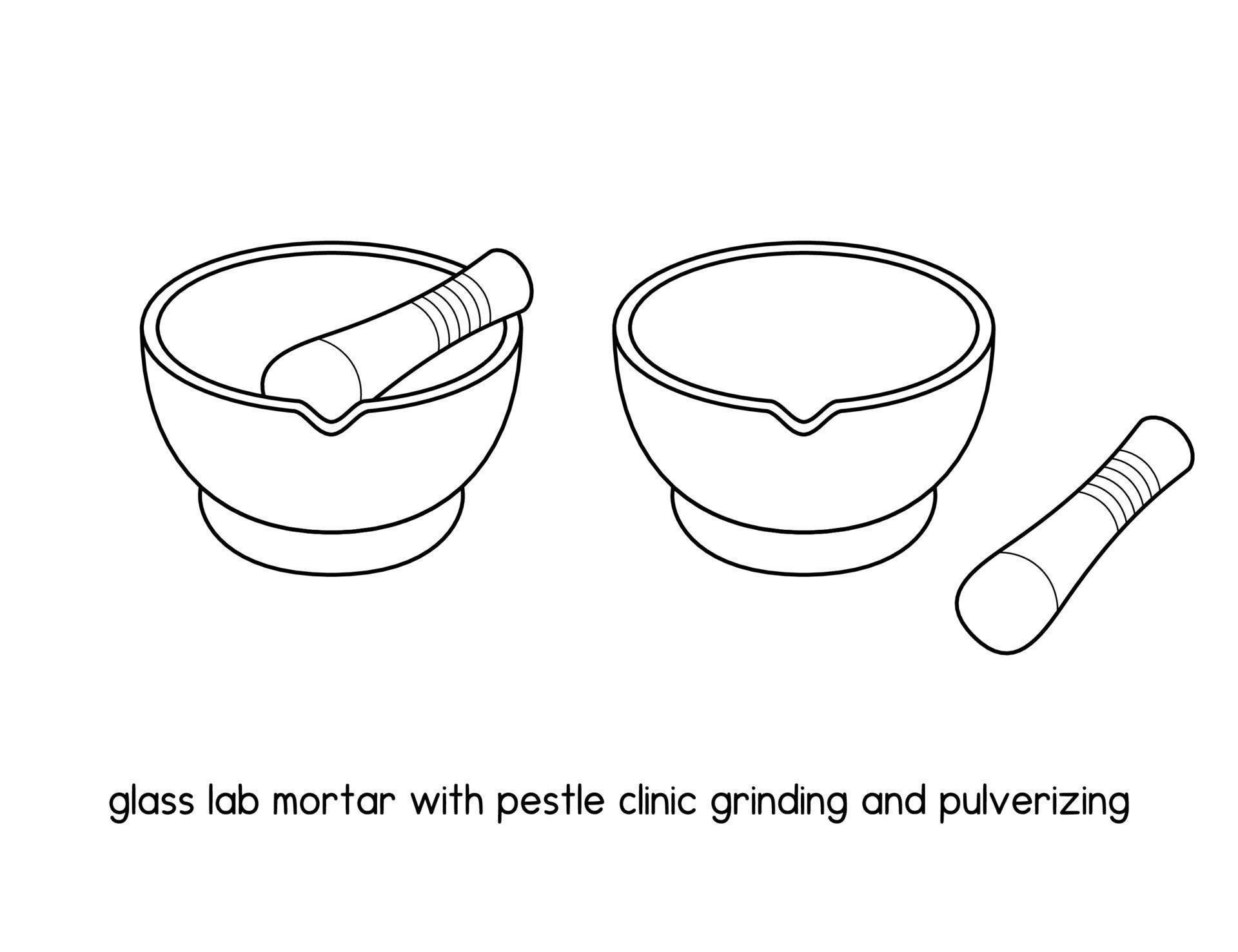 glass lab mortar with pestle Clinic grinding and pulverizing diagram