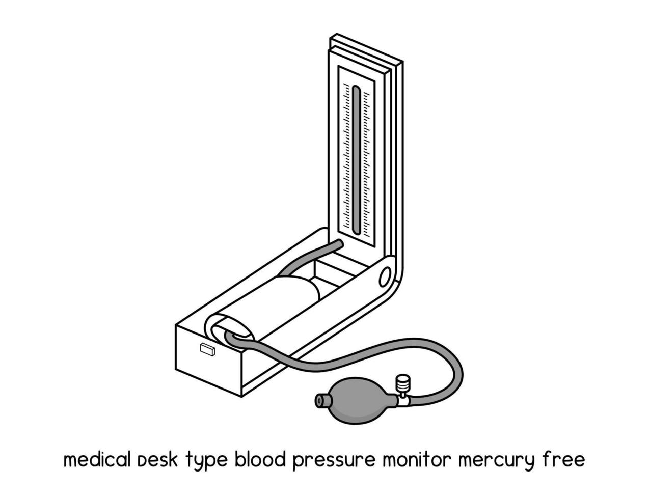 medical Desk type blood pressure monitor diagram for experiment setup lab outline vector illustration