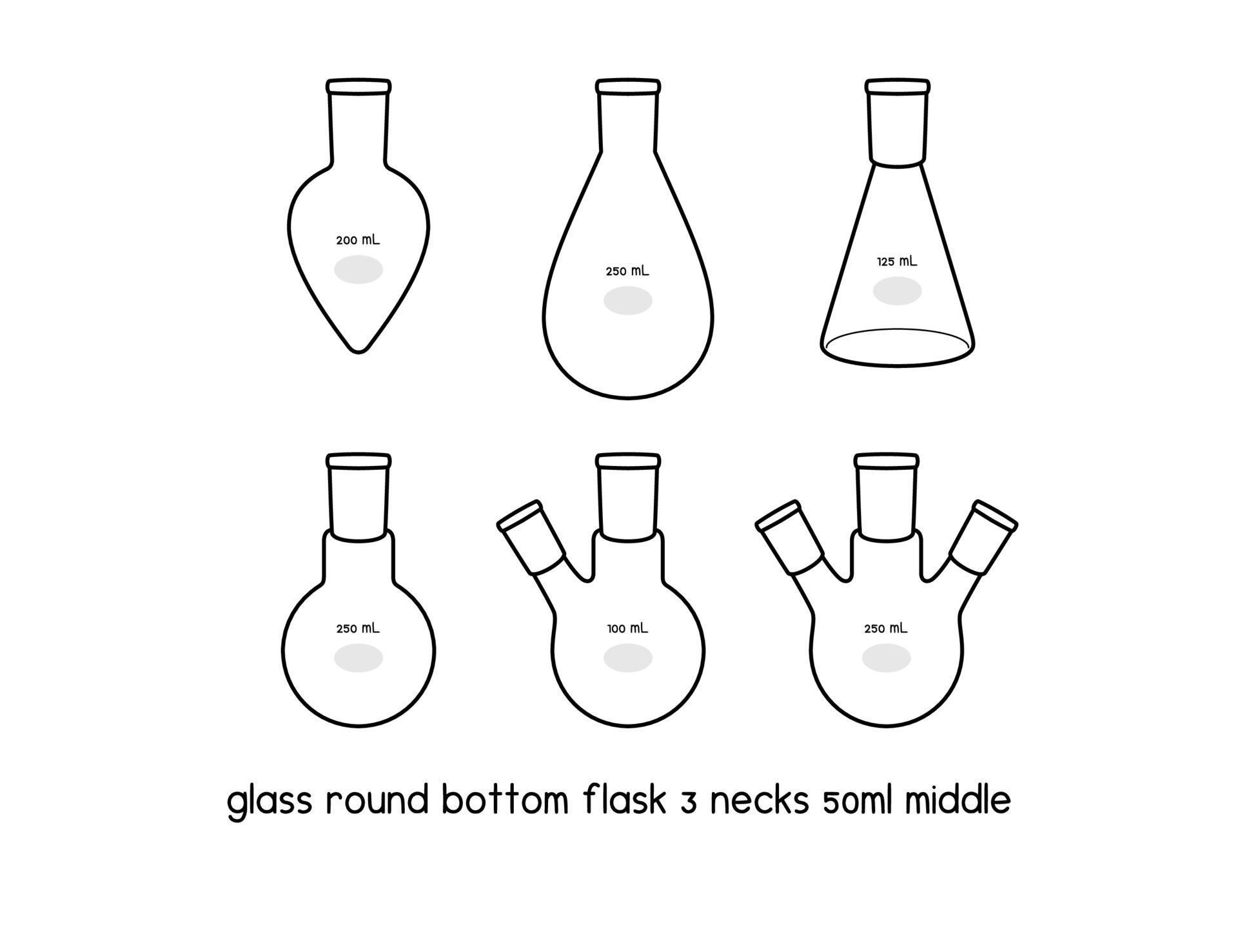 glass round bottom flask 3 necks middle diagram for experiment setup