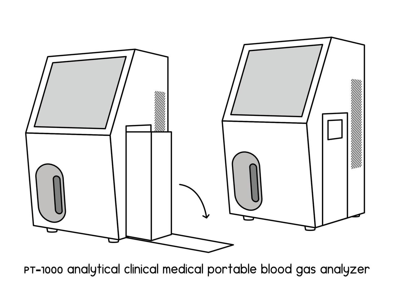 analytical Clinical medical portable blood gas diagram for experiment setup lab outline vector illustration