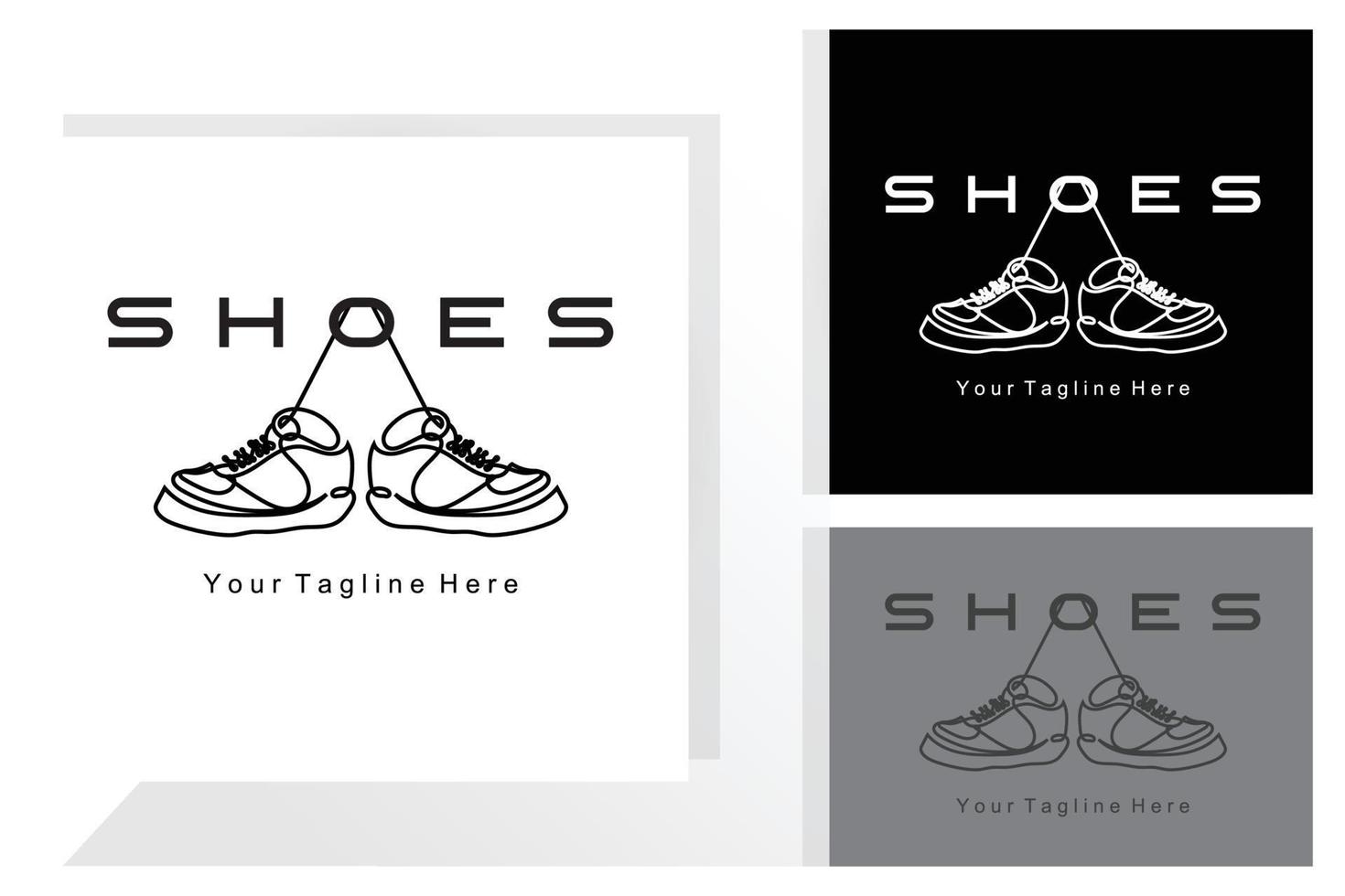 Sneakers Shoe Logo Design, vector illustration of trending youth footwear, simple funky concept