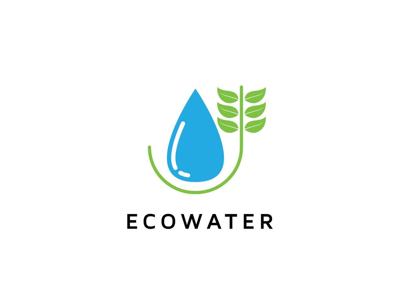 logotipo de agua ecológica con ilustración de diseño de hoja vector