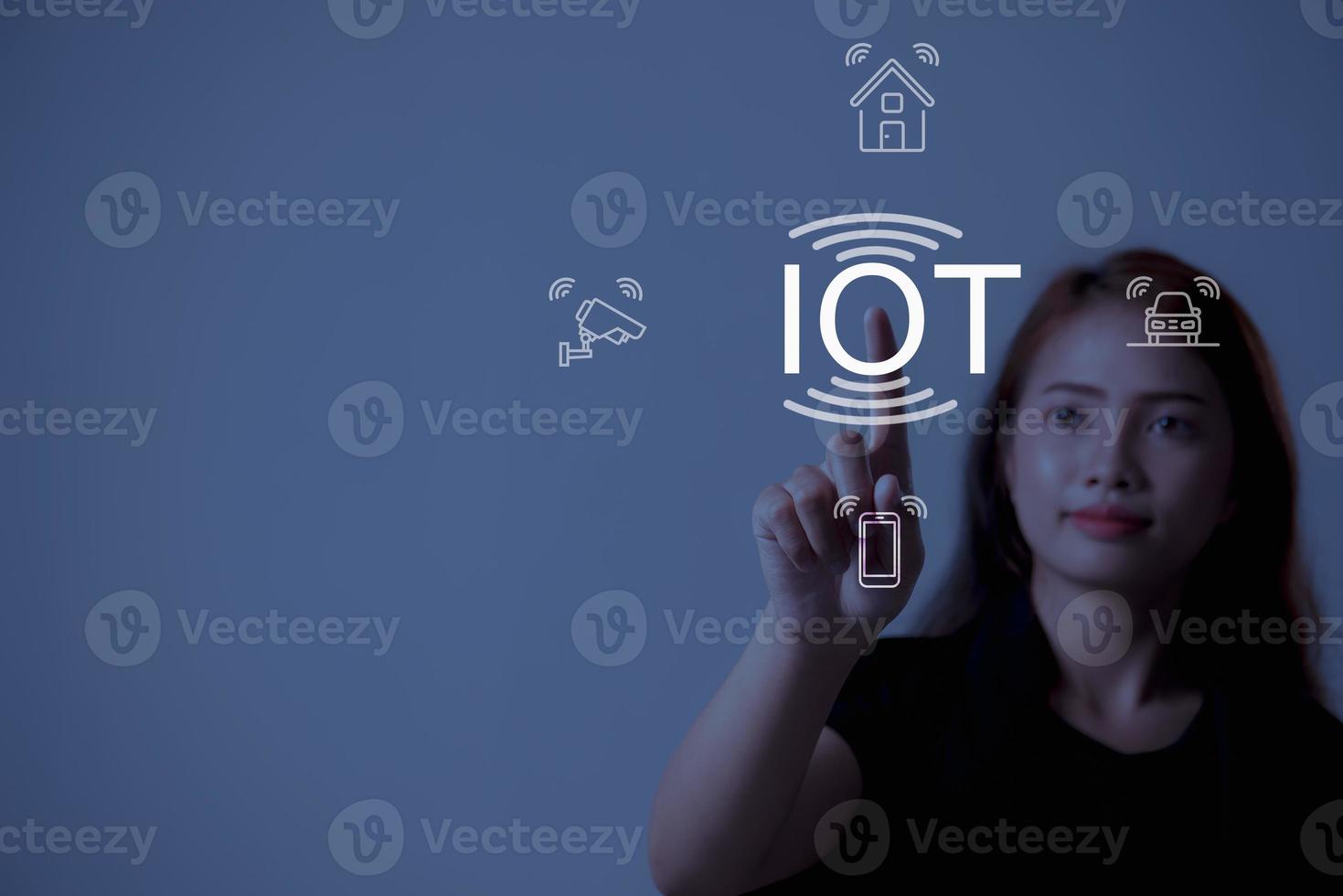 IoT theme with girl holding IoT message photo