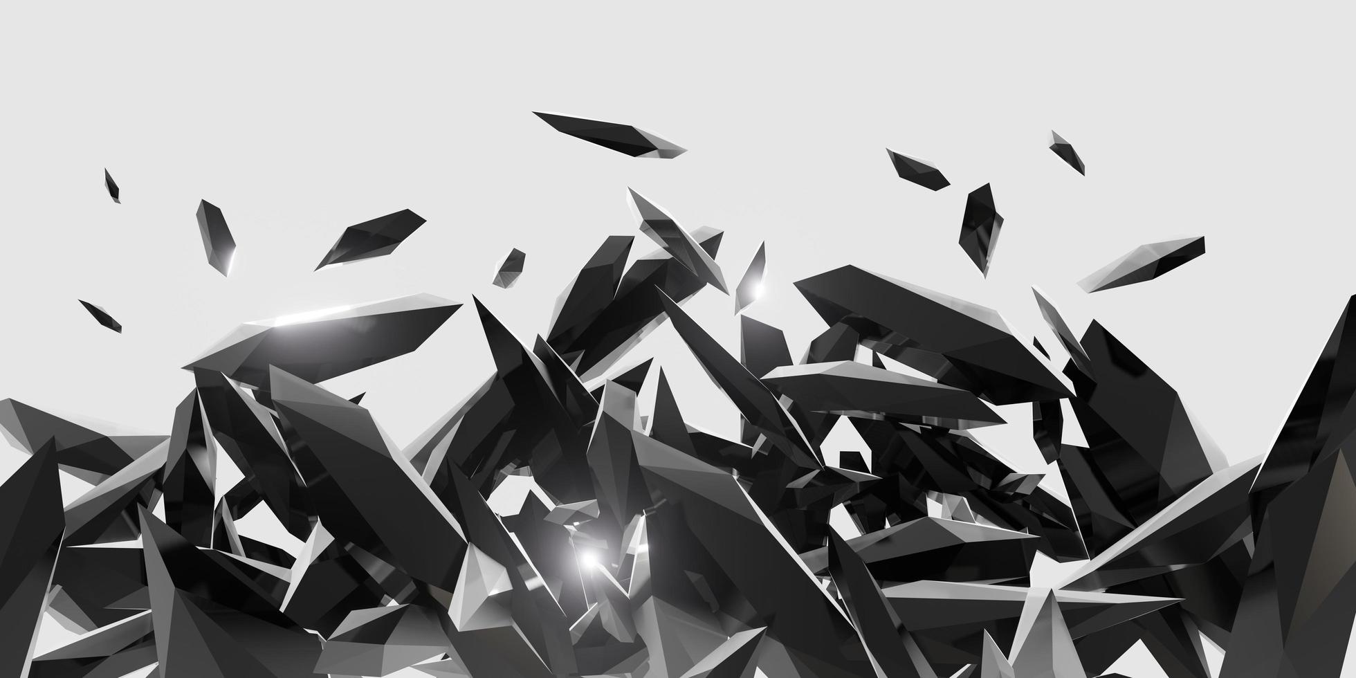 background broken glass blasting metal shards scattered 3D illustration photo