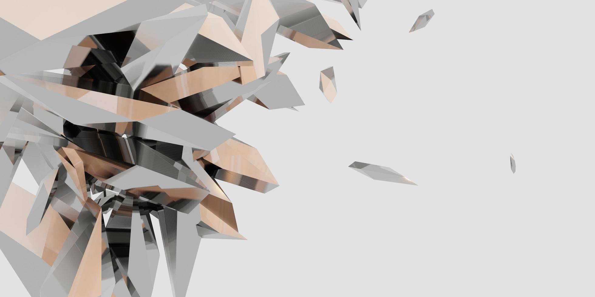 background broken glass blasting metal shards scattered 3D illustration photo