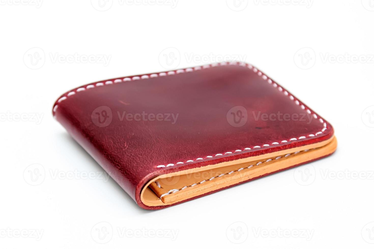 Red or Maroon natural leather wallet photo