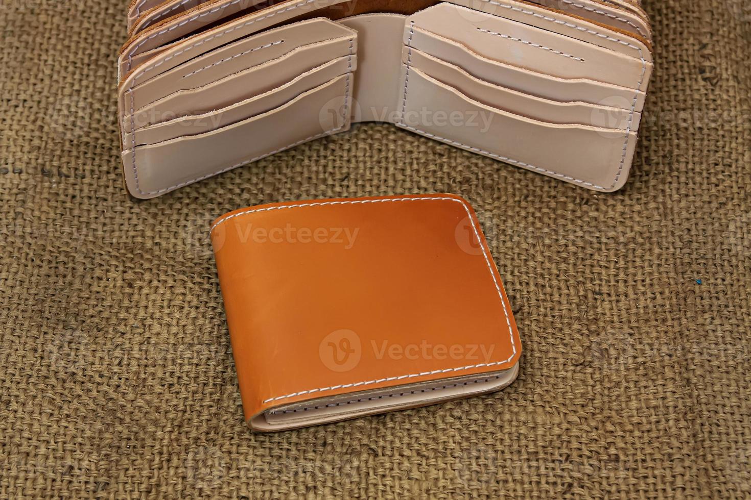 Men's brown leather wallet. photo