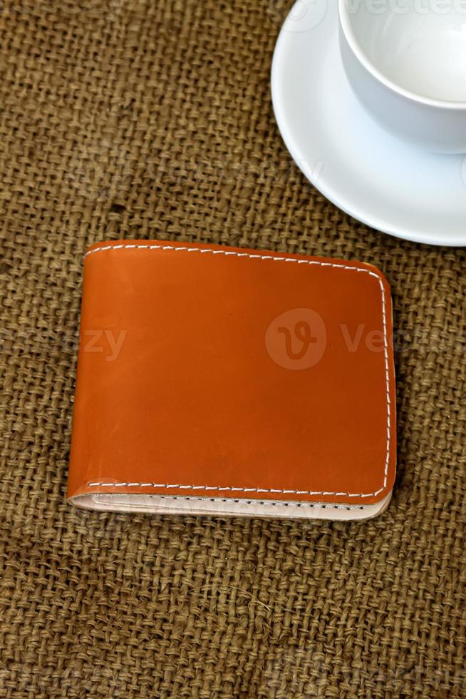 Men's brown leather wallet. photo