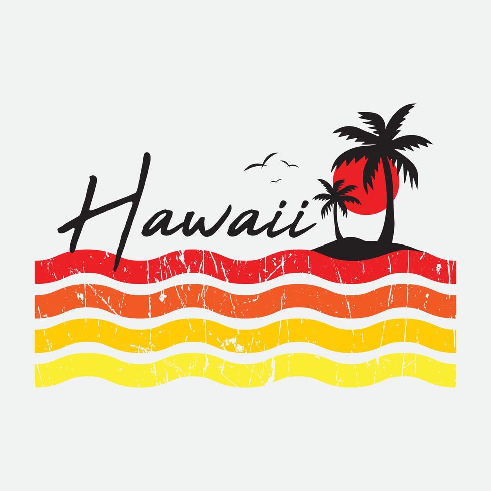 tipografía de ilustración de hawaii. perfecto para el diseño de camisetas vector