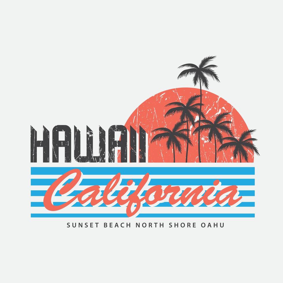 tipografía de ilustración de hawaii. perfecto para el diseño de camisetas vector