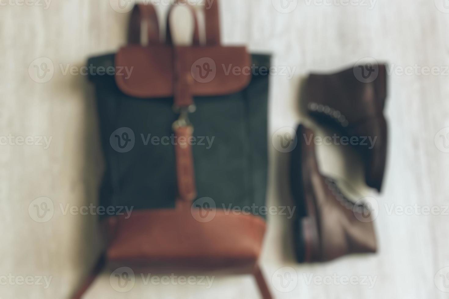 Blurred. Leather Bag. A handbag or sling bag made of brown leather in a minimalist style or a minimalist and luxurious retro color. photo