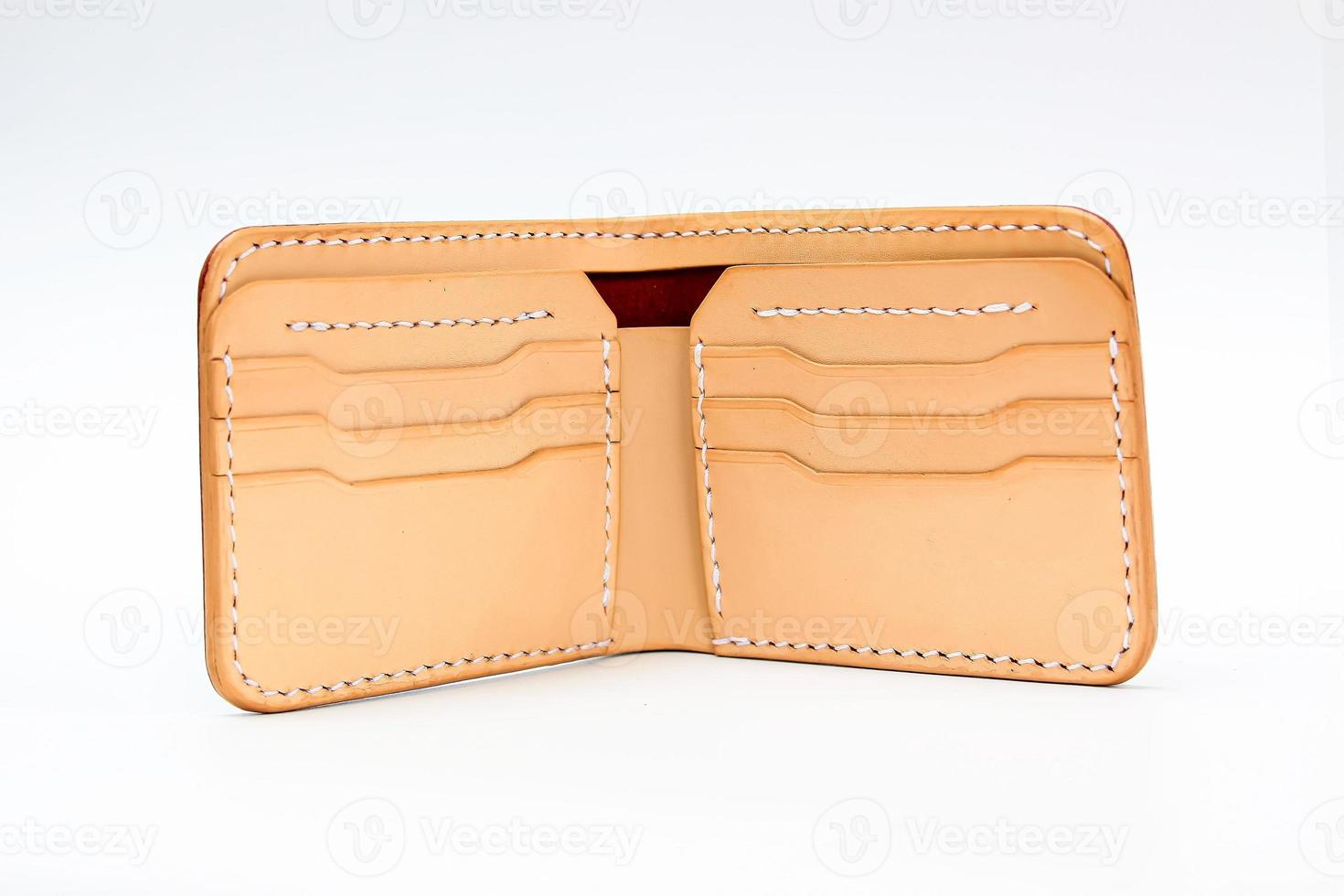 Red or Maroon natural leather wallet photo