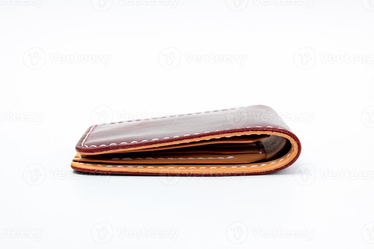 Red or Maroon natural leather wallet photo