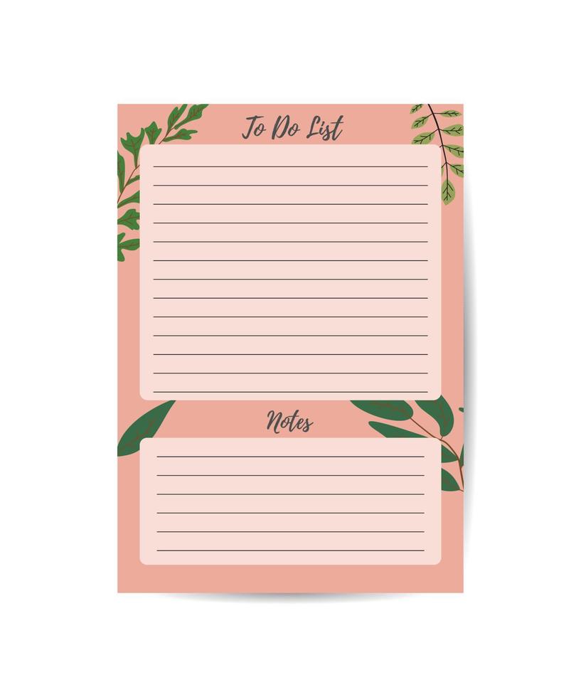 Notepad with floral touch. Office stationery notebook on pink background vector