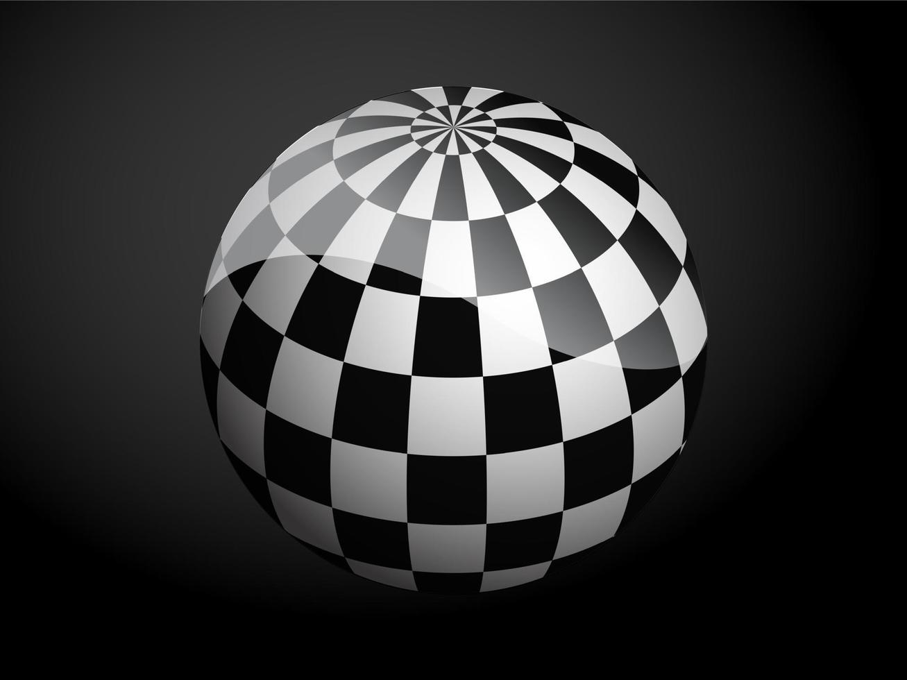 Abstract pattern cover black and white 3D ball. Vector illustration on dark background.