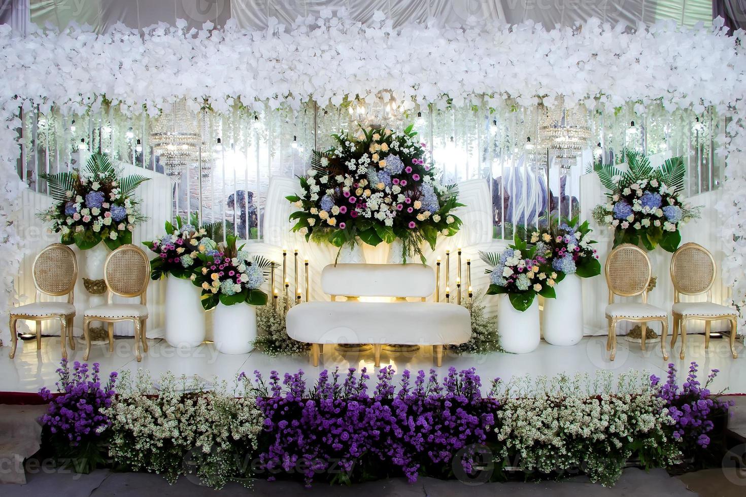 Wedding decorations. Wedding backdrop with flowers and Indonesian wedding decorations. photo