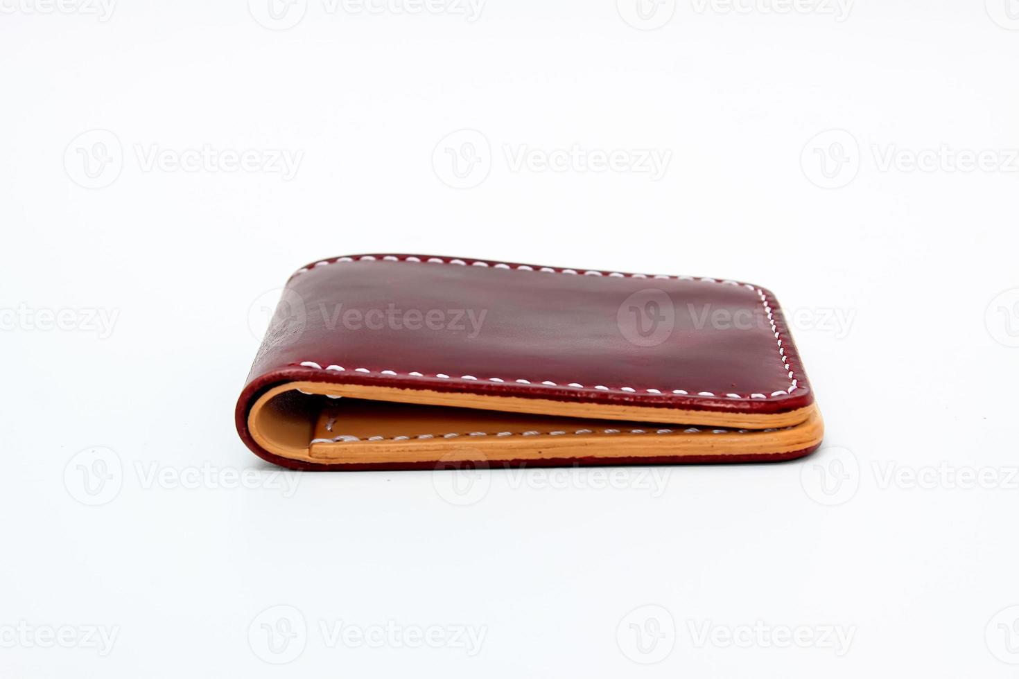 Red or Maroon natural leather wallet photo