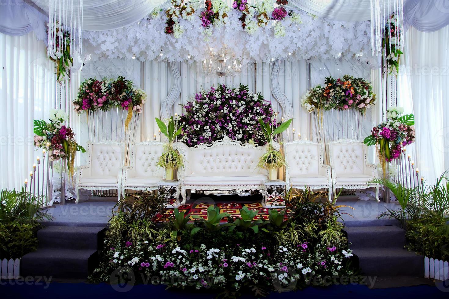 Wedding decorations. Wedding backdrop with flowers and Indonesian wedding decorations. photo