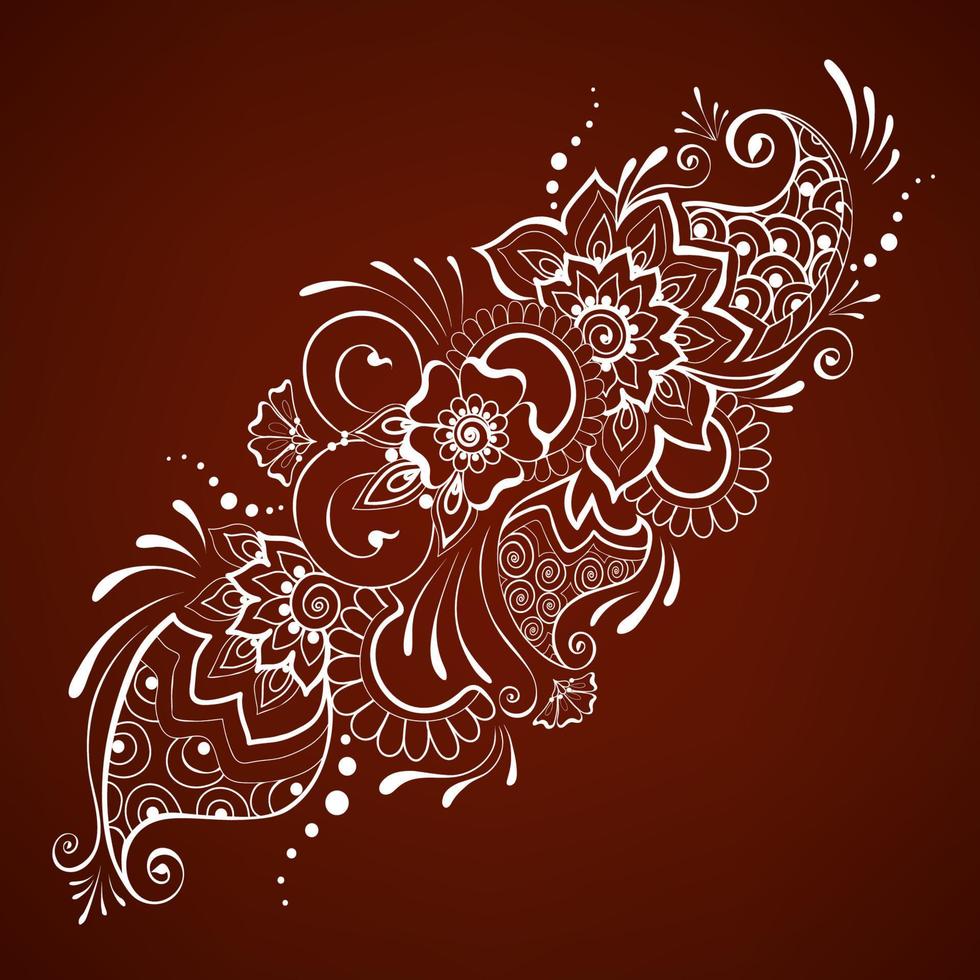 guirnalda diagonal mehndi. diseño floral paisley estilo henna indio romántico vector