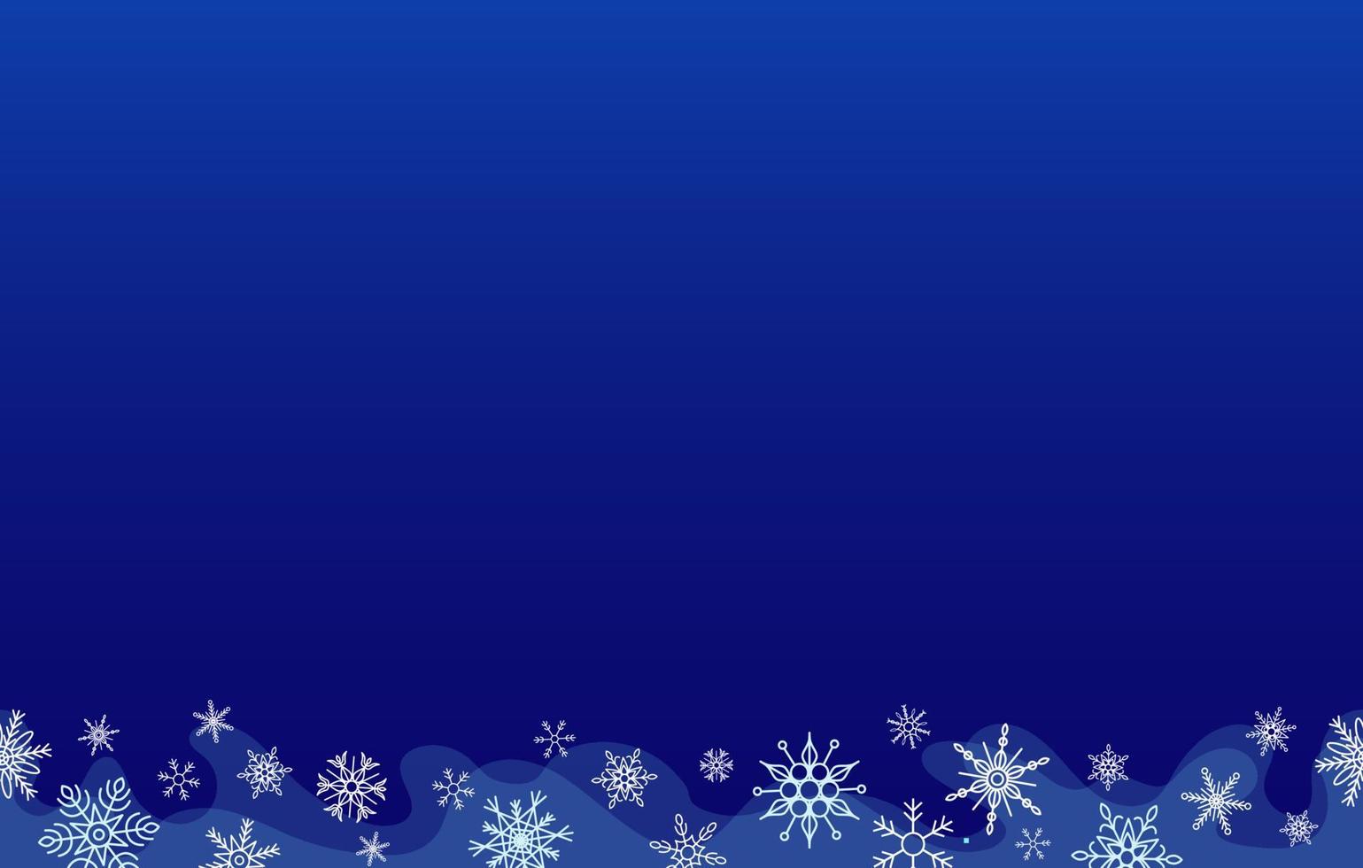 Copos de nieve sin costuras, elemento copyspace horizontal con fondo degradado azul oscuro vector