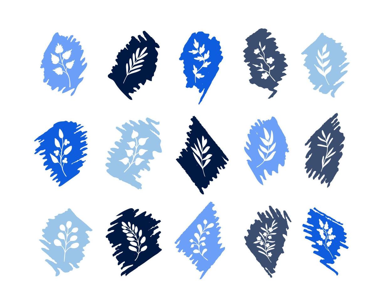 Hand Drawn Fantasy Leaves, Herbs. Winter Doodles on Felt Tip Pen Stroke Background vector