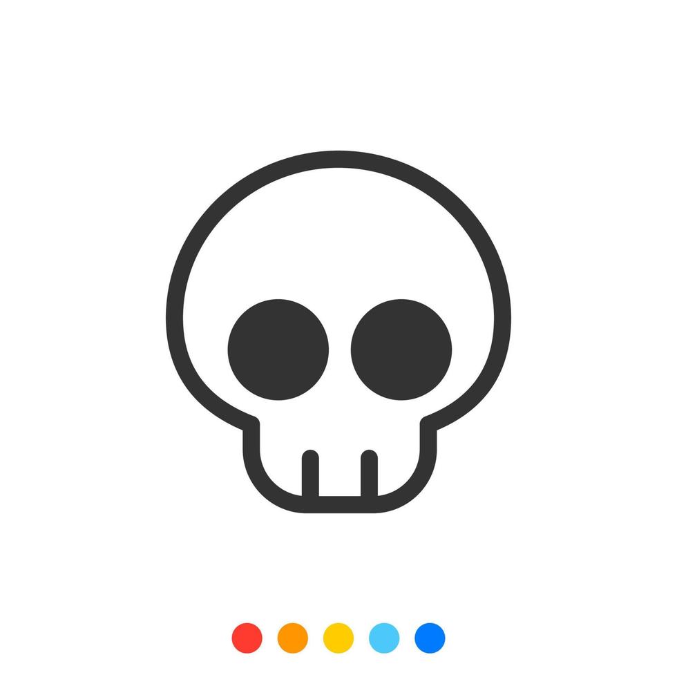 Cute skull icon, Vector and Illustration.