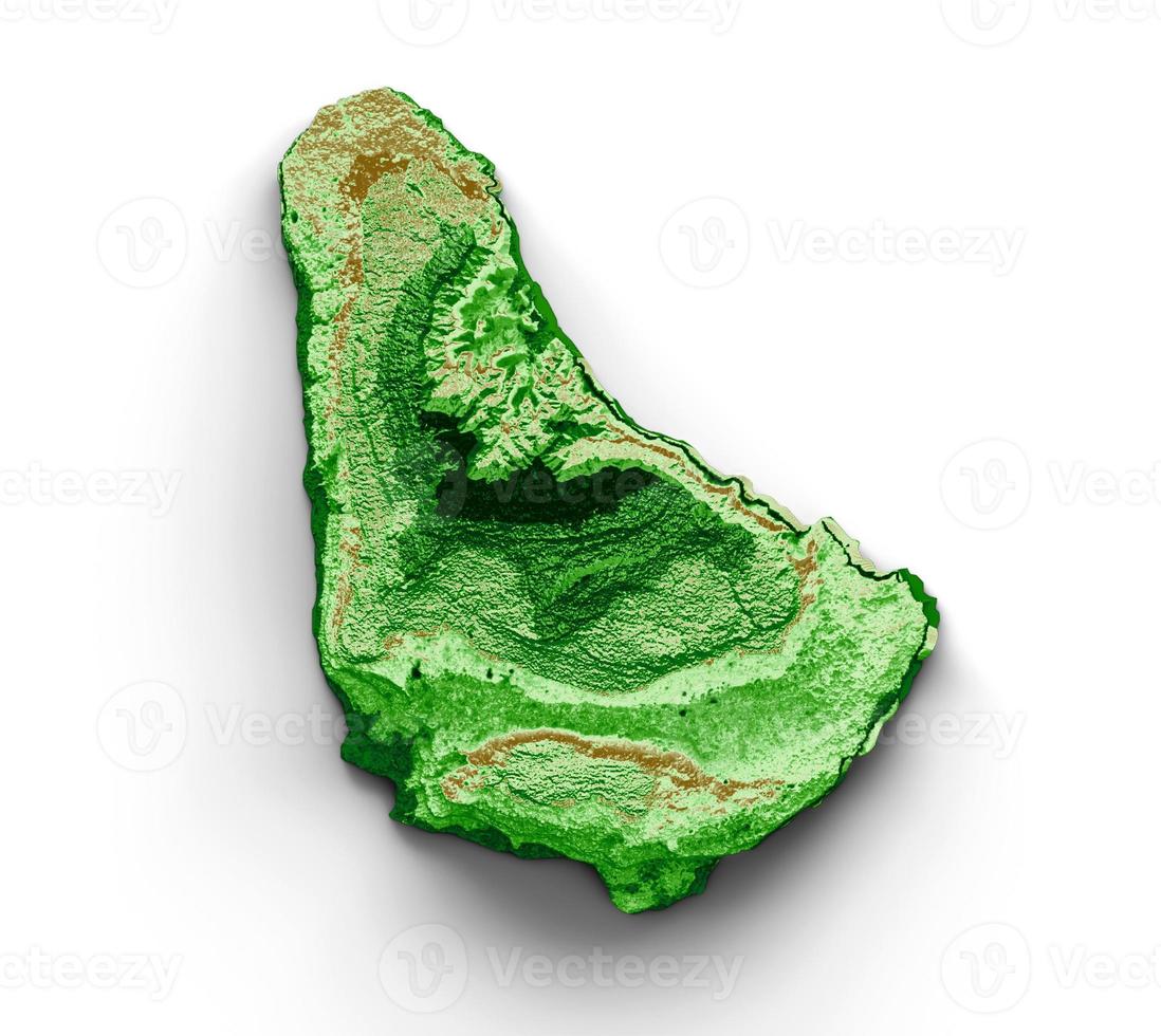 Barbados Topographic Map 3d realistic map Color 3d illustration photo